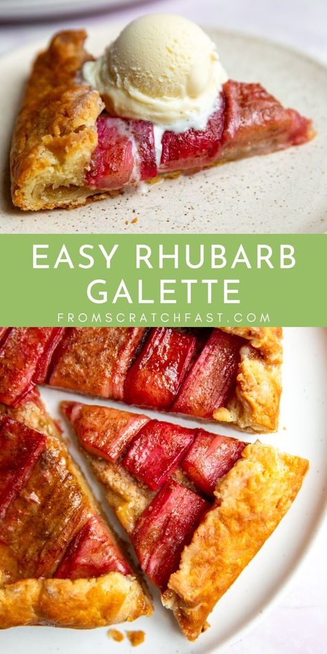 This simple rhubarb galette features a buttery, flaky crust (that can be made gluten-free, as shown here), a creamy almond frangipane filling, and sweet-tart slices of rhubarb that are glazed in cinnamon and cardamom. Gluten Free Frangipane Tart, Rhubarb Galette, Almond Frangipane, Rhubarb Tart, Roasted Rhubarb, Frangipane Tart, Gf Baking, Easy Gluten Free Desserts, Galette Recipe