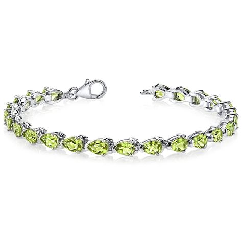 Magnificent Desire: 9.50 carats total weight Pear Shape Peridot Gemstone Bracelet in Sterling Silver Rhodium Nickel Finish *** Read more reviews of the product by visiting the link on the image. Bracelet Rope, Peridot Bracelet, Bracelets Gold, Peridot Stone, Gold Bracelets, Jewelry Fashion Trends, Silver Chain Bracelet, Peridot Gemstone, Bracelet Sterling Silver