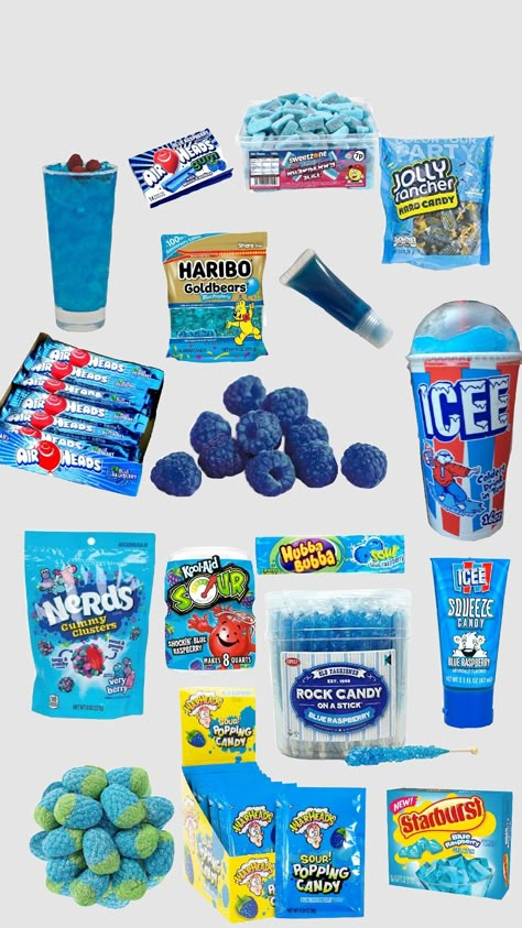 Blue raspberry 💙🩵 Blue Raspberry Flavored Things, Blue Raspberry Aesthetic, Purple Candies, Blue Raspberry Candy, Blue Foods, Blue Sweets, Blue Snacks, Jolly Rancher Hard Candy, Sleepover Snacks