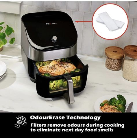 Instant Vortex Plus with ClearCook - 5.7L Digital Health Air Fryer, Stainless Steel, 6-in-1 Smart Programs - Air Fry, Bake, Roast, Grill, Dehydrate, Reheat, Large Capacity -1700W Cooking Fried Chicken, Air Fryer Oven, Digital Health, Cooking Appliances, Beef Jerky, Air Frying, Air Fry, Air Filters, Grilled Vegetables