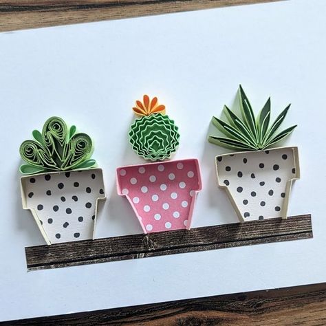 Succulent Frame, Paper Quilling Tutorial, Paper Quilling For Beginners, Potted Succulents, Art Quilling, Paper Quilling Patterns, Nature Home, Quilling Craft, Quilling Paper Craft