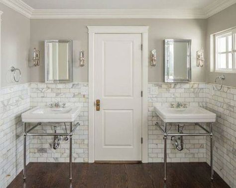 Sherwin Williams Mindful Gray SW 7016: BEST Review Pics! Crystal Bathroom Lighting, Gray Sherwin Williams, Light Colored Furniture, Marble Tile Bathroom, Mindful Gray, Paint Your House, Bathroom Plans, Bathroom Paint Colors, Neutral Paint Colors