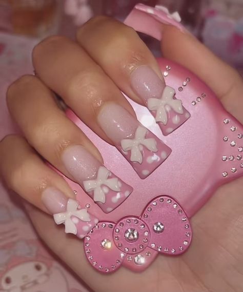 Dolly Nails, Mcbling Nails, Duck Nails, Cute Acrylic Nail Designs, Hello Kitty Nails, Really Cute Nails, Pink Y2k, Long Acrylic, Unique Acrylic Nails