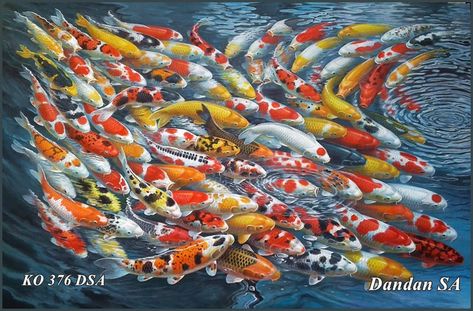 ! ART PAINTINGS By DANDAN SA - Blog Lukisan Bagus Indah Mempesona: Album Lukisan Ikan Koi Gremlins Art, Koi Painting, Golden Fish, Coral Reefs, Gremlins, Koi Fish, Coral Reef, Feng Shui, Nature Art