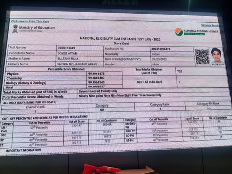 Neet Result Score Card, Neet Air 1 Vision Board, Neet Score 650+, Neet Result Manifest, 700 Marks Neet Wallpaper, Neet 720/720, 720/720 Neet Score Aesthetic, Doc Motivation, Aiims Nagpur