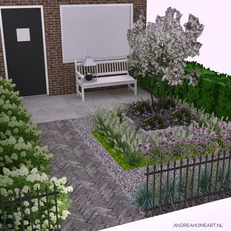 tuinontwerp, tuininrichting, tuinadvies, 3D visualisatie, Bodegraven | Andrea Home Art Backyard Sitting Areas, Craft Spaces, Dreamy Decor, Australian Native Garden, Courtyard Gardens Design, Backyard Vegetable Gardens, Room Cozy, Garden Deco, Front Lawn