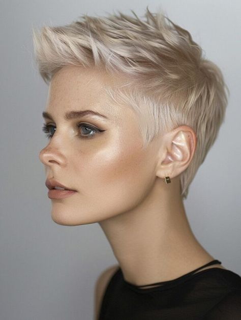 Very Short Blonde Hairstyles, Women's Short Hairstyle, Short Hair For Over 50 Women, Pixie Cut 2024, Short Edgy Pixie Haircut, Punk Pixie Cut, Very Short Hairstyles For Women, Modern Pixie Haircut, Very Short Pixie Haircut