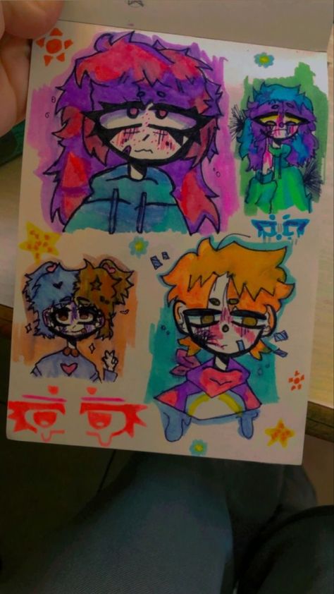 Bubblyyyy Art, Kid Core Drawing, Kid Core Art Style, Weird Core Drawings, Desenhos Kidcore, Pixie Art, Kidcore Art, Indie Drawings, Anime Canvas Art