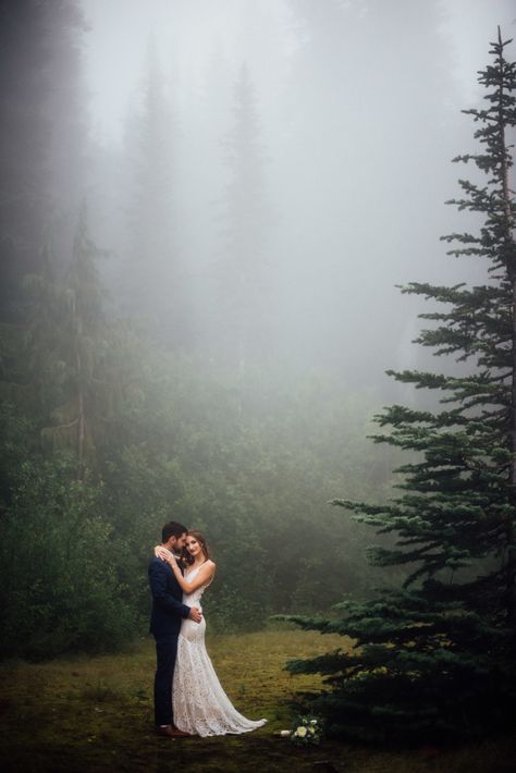 Mt Rainier Wedding, Mt Rainier Elopement, Pnw Elopement, Mt Rainier National Park, Washington Elopement, Woodsy Wedding, Rainy Wedding, Wedding Reception Locations, National Park Wedding