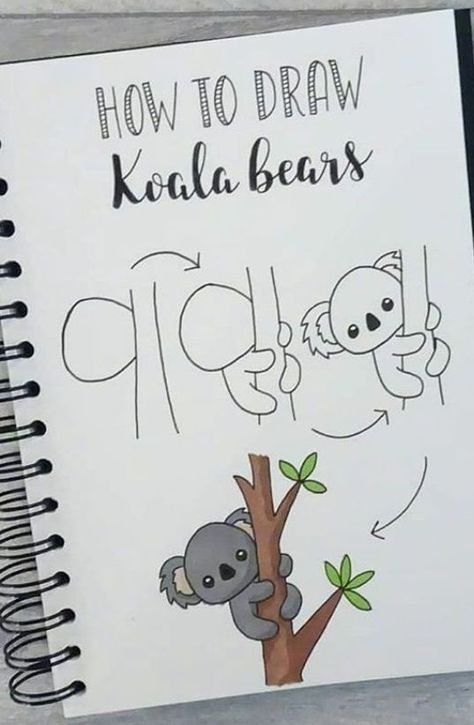 Koala Drawing, Doodle Art For Beginners, Koala Bears, Arte Doodle, Doodle Art Journals, Animal Doodles, Easy Doodle Art, Easy Doodles Drawings, 캐릭터 드로잉