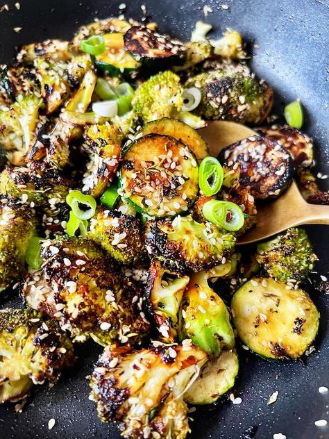 Miso Glazed Broccoli, Broccoli Roasted Recipes, Miso Broccoli Recipes, Zucchini And Broccoli Recipes, Broccoli Zucchini Recipes, Broccoli And Zucchini Recipes, Miso Zucchini, Roasted Broccoli And Zucchini, Miso Vegetables