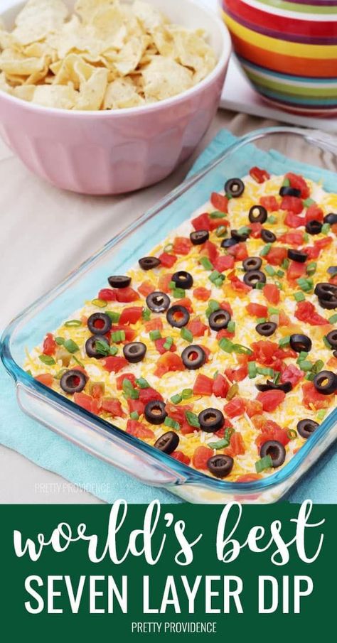 Taco Bean Dip, Seven Layer Bean Dip, Layered Bean Dip Recipe, Layer Bean Dip, 7 Layer Bean Dip, Mexican Dip Recipes, 7 Layer Dip Recipe, Mexican Layer Dip, Mexican Dip