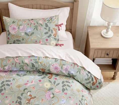 Girls Bedding & Bedding Sets | Pottery Barn Kids Fairy Tale Bedroom Kids, Dragon Bedroom, Kid Bedding, Fairy Bedroom, Kids Bed Linen, Nursery Furniture Collections, Bunk Bed Loft, Girl Nursery Bedding, Kids Duvet