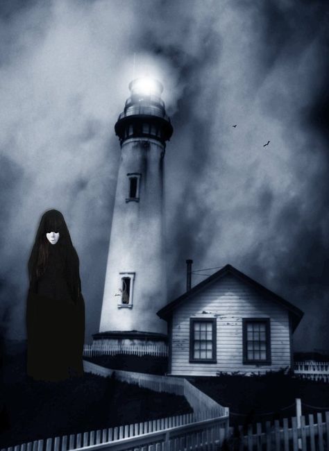 Haunted Lighthouse by *mysticmorning on deviantART Spooky Lighthouse, Haunted Lighthouse, Creepy Lighthouse, Creepy Woods, St Augustine Lighthouse, Marine Painting, Lighthouse Art, Lighthouse Pictures, Halloween Painting