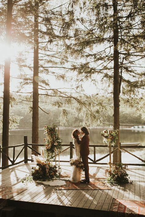 Ethereal Lesbian Wedding, Wedding In The Pines, Lakefront Wedding, Lake Side Wedding, Fall Lake Wedding, Forest Theme Wedding, Field Wedding, Woodsy Wedding, Lakeside Wedding