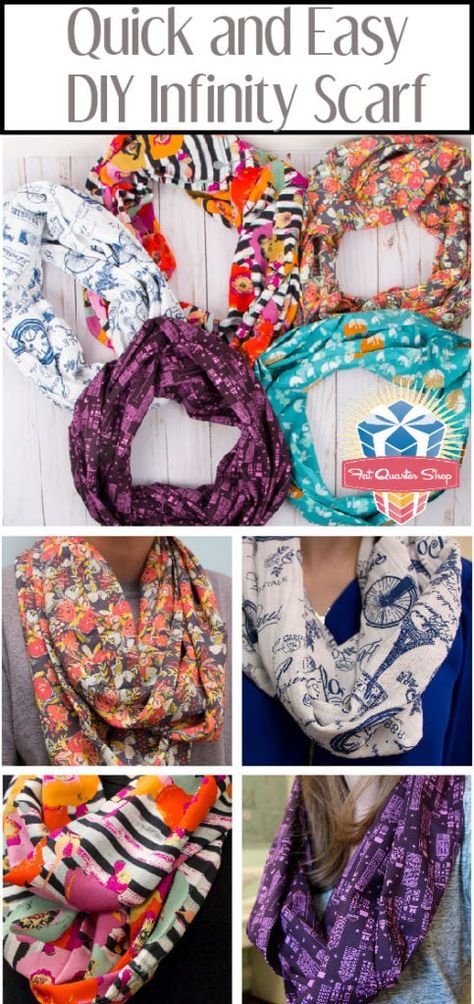 BLOG REMIX - DIY Infinity Scarf - The Jolly Jabber Quilting Blog Diy Dye Clothes, Diy Infinity Scarf, Sewing Scarves, Infinity Scarfs, Diy Fashion Scarf, Infinity Scarf Pattern, Sewing To Sell, Fabric Scarf, Trendy Sewing