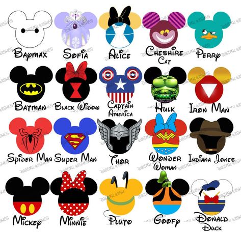 CHOOSE YOUR MOUSE HEAD CHARACTERS Disney Family Vacation digital clip art :: My Heart Has Ears #disneycrafts - flymachine Deco Disney, Characters Disney, Minnie Y Mickey Mouse, Scrapbook Disney, Idee Cricut, Disney Family Vacation, Disney Svg, Mickey Head, Mickey Mouse Ears