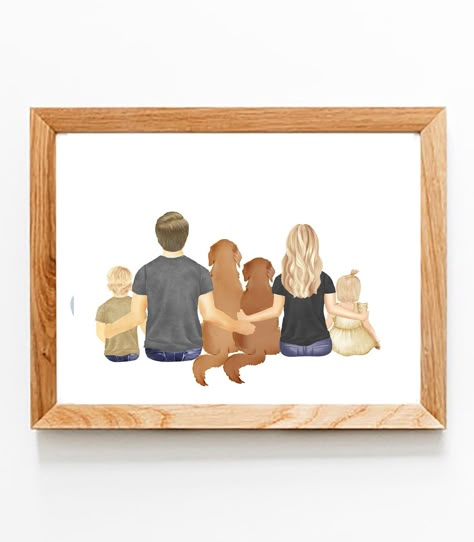 Excited to share this item from my #etsy shop: family portrait, pet portrait, backview, drawing, illustration, printable, digital download, dog, behind, wall art, personalized, custom Draw Family Portrait, Drawn Family Portrait, Family Portrait Drawing Ideas, Painted Family Portraits, Family Portraits Painting, Digital Family Portrait Illustration, Family Drawing Illustration, Family Drawings, Watercolor Family Portrait