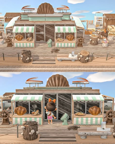 Little seaside restaurant 🐟 Build inspo @tropikitch_acnh Thank you @acnhtreasureisland Animal crossing new horizons ACNH Nintendo switch wholesome gaming cozy design beach town tropical cottagecore island idea inspiration aesthetic cosy decor build inspo game photography cute villagers small town vibes happy friendship towncore surf summer #acnh #crossingcreations #nookspiration #animalcrossing #acnhdesigns #acnhcommunity #acnhinspo #acnhisland #acnhidea #acnhinspiration #acnhaesthetic #... Tropical Cottagecore, Acnh Zen Garden, Beach Town Aesthetic, Game Photography, Seaside Restaurant, Cosy Decor, Beach Village, Beach Cafe, Cozy Design