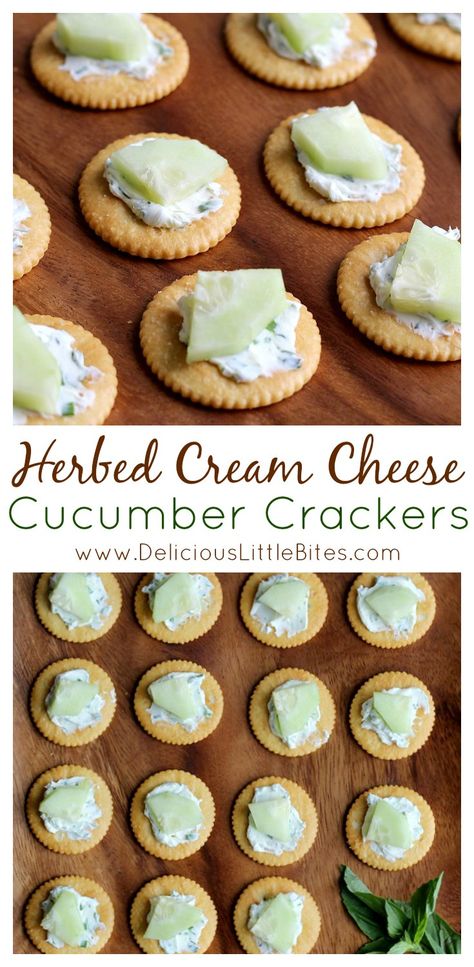 Appetizers Cucumber, Cream Cheese And Cucumber, Canape Ideas, Cream Cheese Cucumber, Herbed Cream Cheese, Crackers Appetizers, Cucumber Appetizers, Ritz Cracker Recipes, Sandwich Cream