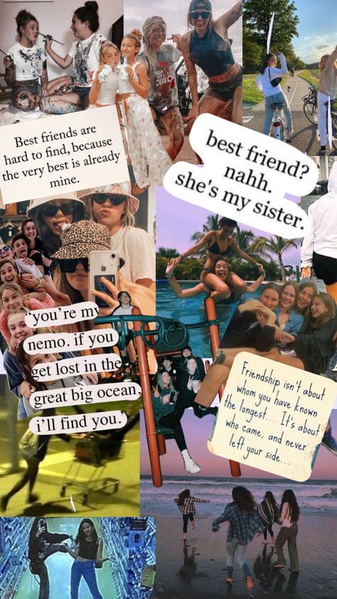 Bff Collage Ideas, Scrapbook Ideas For Friends Bff, Bff Collage, Bestie Scrapbook, Friends Collage, Good Friends Are Hard To Find, Diy Best Friend Gifts, Friend Bff, My Other Half