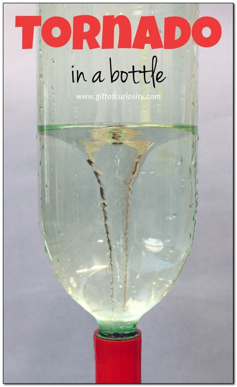 Make a tornado in a bottle {extreme weather science} - Gift of Curiosity Diy Tornado, Weather Preschool, Tornado In A Bottle, Homeschool Thanksgiving, Weather Experiments, Weather Activities Preschool, Weather Activities For Kids, Weather Lessons, Thanksgiving Activities Preschool