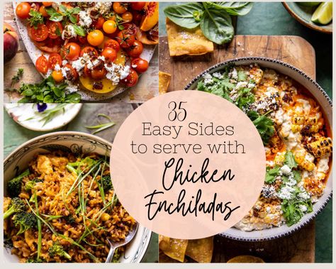 What to Serve with Chicken Enchiladas (35 Easy Sides) - The Hearty Life Scalloped Sweet Potatoes, Turkey Taco Salad, White Queso Dip, Mexican Rice Easy, Bean Chili Recipe, Corn Pasta, Mexican Salads, Salsa Verde Chicken, Avocado Tomato Salad