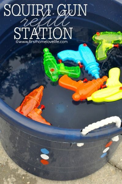 We don't care how old you are. You can still squirt people with squirt guns from your Squirt Gun Station. Water Blob, Splash Party, Fest Temaer, Summer Bash, Summer Birthday Party, Beach Birthday, Summer Birthday, Bbq Party, Summer Bbq