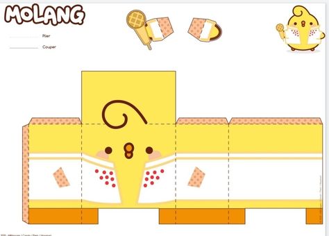 Papercraft Molang, Rilakkuma Papercraft, Molang Wallpaper, 3d Templates, Kawaii Crafts, Cat Printable, Paper Toys Template, Paper Doll Template, Craft Printing