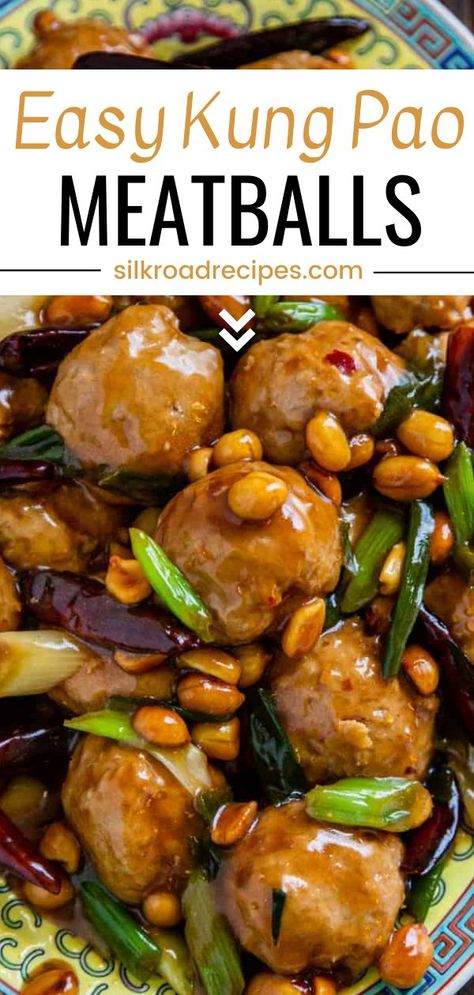 These delicious and Easy Kung Pao Meatballs are Asian meatballs made with ground chicken, chili spices, soy sauce, and peanut butter (the secret ingredient). These meatballs are flavorful, unique, and ready in 35 minutes. They’re a great simple option for a weeknight meal because it’s a simple stir fry recipe! Southwest Meatballs, Kung Pao Meatballs, Simple Stir Fry Recipe, Homemade Chinese Dumplings, Tofu Bao, Pork Belly Sliders, Ground Chicken Chili, Kung Pao Sauce, Spicy Stir Fry