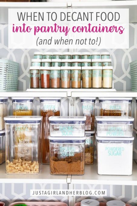 When to Decant Food into Pantry Storage Containers (And When Not to!) Flour Organization Ideas, Kitchen Flour Storage, Glass Pantry Storage Containers, Flour Organization, Labels For Pantry Containers, Pantry Storage Ideas Organizing, Deep Pantry Organization, Pantry Organization Hacks, Deep Pantry