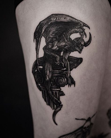 Ferret Tattoo, Black And Grey Tattoos For Men, Gargoyle Tattoo, Medieval Tattoo, Devil Tattoo, Card Tattoo, Black Ink Tattoos, S Tattoo, Tattoo Design Drawings