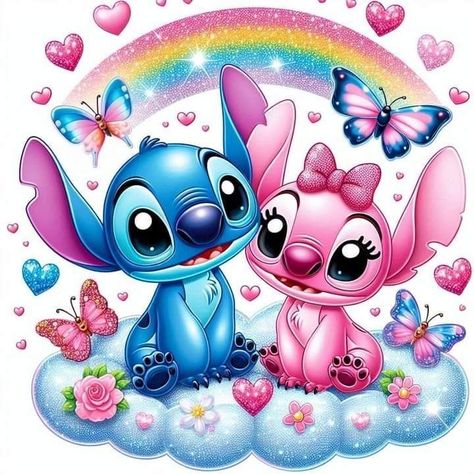 Wallpaper Backgrounds Stitch And Angel, Lilo And Stitch Images, Stitch And Lilo, Angel Lilo And Stitch, Stitch Rainbow, Lilo En Stitch, Lilo And Stitch Characters, Canvas Art Gifts, Lilo And Stitch Merchandise