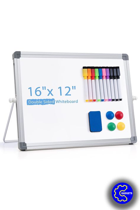 Dry Erase White Board 40 x 30 cm, A3 Double Sided White Board with Stand, 10 Pens, 1 Eraser, 4 Magnet, Small Portable Desktop Magnetic Board Magnetic Board For Kids, Magnet Board Kids, Home Office Essentials, Events Planner, Gift Wishlist, Board For Kids, Magnetic White Board, Magnetic Board, Office Essentials