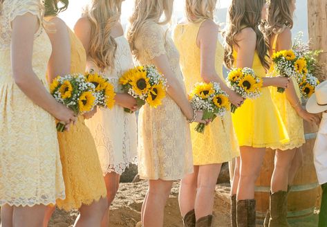 Yellow Bridesmaid Dresses Mismatched, Yellow Bridesmaid Dress Long, Pale Yellow Bridesmaid Dresses, Country Wedding Dresses Bridesmaid, Country Bridesmaid, Country Bridesmaid Dresses, Rustic Bridesmaids, Yellow Bridesmaid, Yellow Lace Dresses