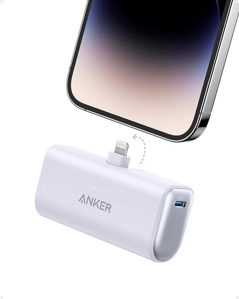 Amazon.com: Anker Portable Charger with Built-in Lightning Connector, Portable Charger 5,000mAh MFi Certified 12W, Compatible with iPhone 14 / 14 Pro / 14 Plus / 14 Pro Max, iPhone 13 and 12 Series (Purple) : Cell Phones & Accessories Charger Portable, Cute Portable Charger, White Portable Charger, Portable Phone Charger, Anker Power Bank, Anker Portable Charger, Purple Cases, Portable Power Bank, Usb Type A