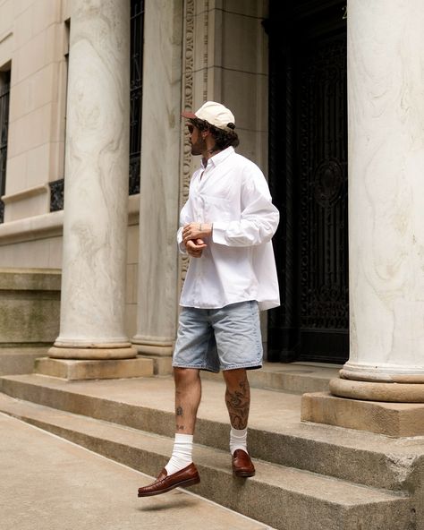 Ready for summer in my new @bobbieshomme loafers. Loafer Shorts Outfit, Loafers With Shorts Mens, Men In Loafers, How To Style Shorts Men, Mens Loafer Outfit, Loafers And Shorts Outfit Men, Shorts Loafers Outfit, Shorts And Loafers Outfit, Shorts Men’s Outfits