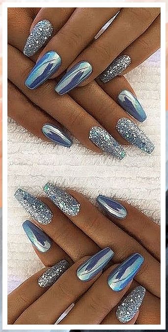 Winter nails trend alert: try a minimalist design in shades of pink and white. Silver Nail Designs, Silver Nail, Pretty Nail Art Designs, Metallic Nails, Glam Nails, Nail Designs Glitter, Pretty Acrylic Nails, Fancy Nails, Best Acrylic Nails