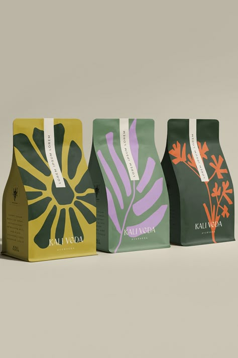 Kali Veda Ayurveda, designed by LovHer Studio, stands as a testament to the fusion of traditional Ayurvedic principles with contemporary aesthetic sensibilities. This branding and packaging project employs botanical motifs and a calming color scheme to embody the essence of natural well-being. - Fivestar Branding Agency Is A Design and Branding Agency. This Work Belongs to The Accredited Artist and Is Curated For Inspiration Only #BrandDesign #PackagingInspiration #WellnessDesign #Branding Ayurvedic Logo Design, Botanical Packaging Design, Hummus Branding, Natural Packaging Design, Ayurveda Packaging, Calm Branding, Ayurveda Aesthetic, Oats Packaging, Ayurveda Logo