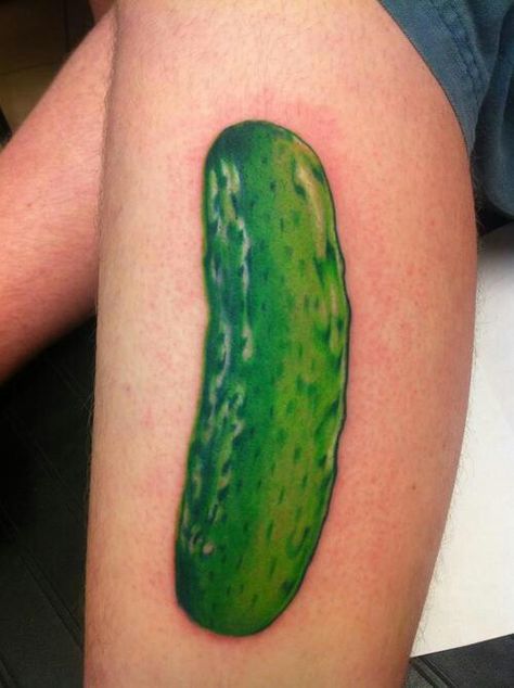 Haha pickle Cucumber Tattoo, Pickle Tattoo, Food Tattoos, Bff Tattoos, Funny Tattoos, Japanese Tattoo Art, Inked Babes, Best Tattoo Designs, School Tattoo