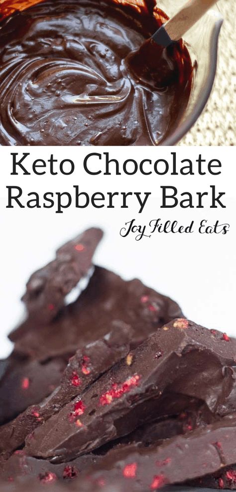 Keto Dark Chocolate Raspberry Bark | Joy Filled Eats Trim Healthy Mama Dessert Recipes, Red Recipes, Raspberry Truffle, Trim Healthy Mama Dessert, Dark Chocolate Raspberry, Bark Recipes, Homemade Truffles, Keto Treats, Raspberry Desserts