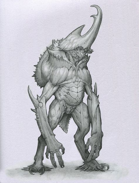 Ape Crustacean by Mavros-Thanatos Monster Sketch, Monster Drawing, Cool Monsters, Monster Concept Art, Alien Creatures, Fantasy Monster, Monster Design, Creepy Art, Creature Concept Art