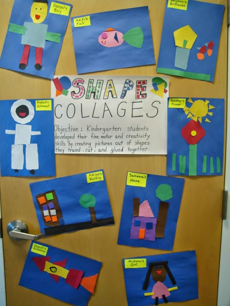 Comparing Shapes Kindergarten, Kindergarten Collage, Shapes Collage, Math Shapes, Shape Poems, Shapes Kindergarten, Teaching Shapes, 2d And 3d Shapes, Shape Collage