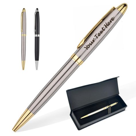 PRICES MAY VARY. Our personalised ballpoint pen is a perfect gift for any occasion, school, office, business, retirement, Christmas, Birthday, Anniversary and Wedding gift, etc. The perfect gift for those of us who are always on the go. The Jotter's streamlined design, Professionally Laser engraved by us for this price. Features: Twist-Action. Laser Engraved. Stainless Steel. Comes in Gift Box. Quick Flow Black Ink. Personalised Name / Logo / Slogan - Laser engraved with up to 20 Characters.4 Fo Christmas Thank You Gifts, Pen Gifts, Personalized Pens, Personalized Pen, Engraved Pens, Teacher Personalized, Personalised Pens, Personalized Gifts For Men, Christmas Thank You