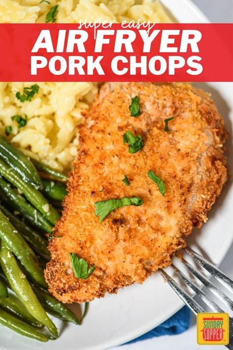 Center Cut Pork Chop Recipes, Easy Air Fryer Pork Chops, Air Fryer Boneless Pork Chops, Air Fried Pork Chops, Panko Pork Chops, Fried Boneless Pork Chops, Crispy Pork Chops, Air Fry Pork Chops, Cheese Pork Chops