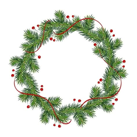 Christmas Wreath Illustration, Wreath Vector, Winter Garland, Wreath Illustration, Christmas Decoupage, Happy Xmas, Wreath Drawing, About New Year, Wreath Winter