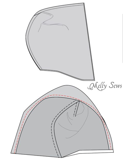 Step 2 - Zippy Jacket Pattern by Blank Slate Patterns - How to add a hood to a shirt or sweatshirt - with FREE pattern - Melly Sews Hood Pattern Sewing, Patches On Jeans, Hoodie Sewing Pattern, Melly Sews, Hood Pattern, Pattern Draping, Blank Slate, Jacket Pattern Sewing, A Jacket