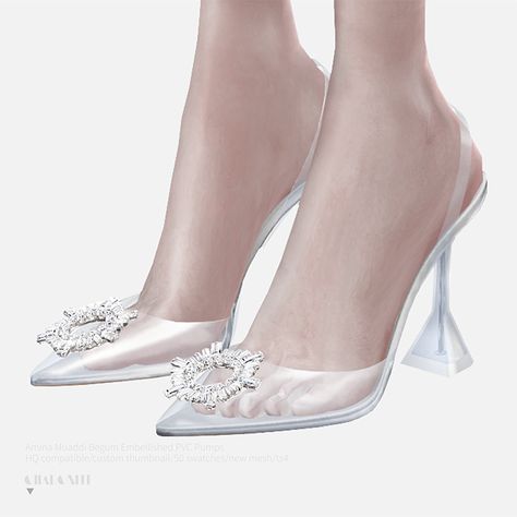 Charonlee: 【Amina Muaddi Begum Embellished PVC Pumps】 Sims 4 Wedding Shoes, Sims 4 Pumps, Sims4 Shoes, Ts4 Shoes, Sims4 Mod, Amina Muaddi Begum, Sims 4 Nails, Amina Muaddi Shoes, Cc Shoes