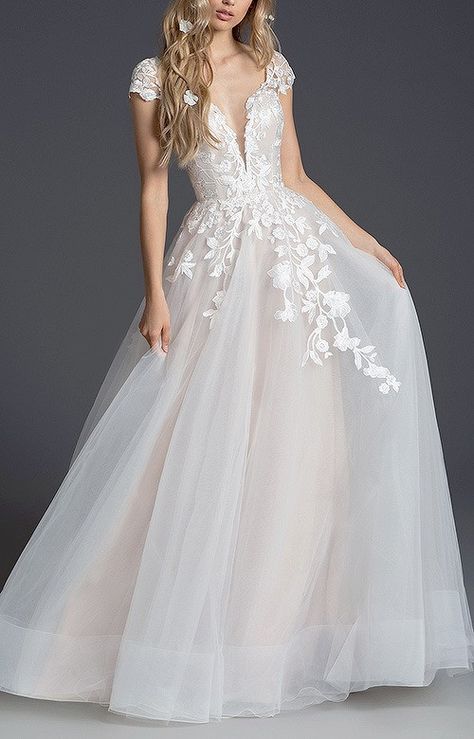 Hayley Paige Fall 2019 “Blush” Bridal Collection Tulle Ballgown Wedding Dress, Tulle Wedding Dress Ballgown, Illusion Neckline Wedding Dress, Blush By Hayley Paige, Blush Pink Wedding Dress, Tulle Ballgown, Ballgown Wedding Dress, Blush Wedding Dress, Ballgown Wedding