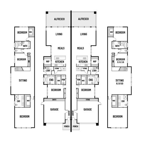 House Floor Plans on Instagram: “This dual occupancy mirrored floor plan provides each residence with 4 bedrooms plus multiple living zones set across 2 levels including…” Dual Occupancy, House Floor, House Flooring, Floor Mirror, House Floor Plans, Floor Plan, Floor Plans, Flooring, Mirror